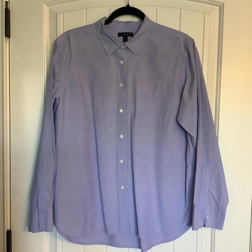 J.Crew Men's Button-Up Shirt - Light Purple - Size L